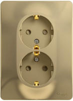 GLOSSA Розетка двойная с заземлением со шторками в сборе титан Systeme Electric GSL000426