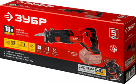 Пила сабельная 18В, без АКБ, в коробке ЗУБР СПЛ-185