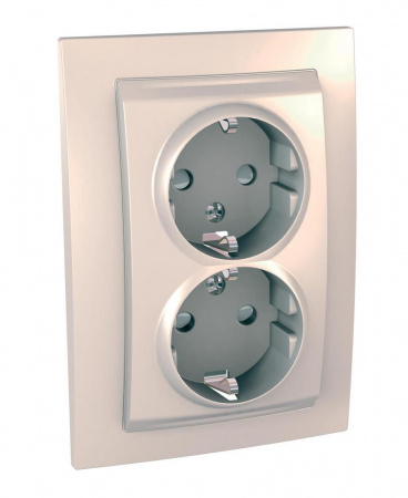 MGU23.067.25D UNICA Розетка двойная в сборе со шторками с заземлением бежевая Schneider Electric 