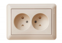 W59 Розетка двойная скрытая без заземления 16А бежевая Systeme Electric RS16-254-28