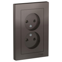 Розетка ATLASDESIGN двойная без заземления 16А в сборе мокко Systeme Electric ATN000620