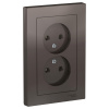 Розетка ATLASDESIGN двойная без заземления 16А в сборе мокко Systeme Electric ATN000620