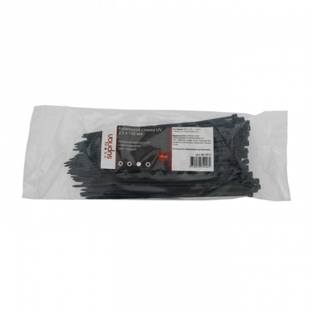 Стяжка нейлоновая 3.6х150мм черная UV уп. 100шт SUPRLAN 06-1011