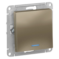 Выключатель одноклавишный ATLASDESIGN с подсветкой схема 1а 10АХ механизм шампань Systeme Electric ATN000513