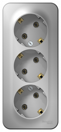 Розетка BLANCA наружная трехпостовая, с заземлением, без шторок, с изолирующей пластиной, 16А, 250В, алюминий Systeme Electric BLNRA010313