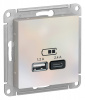 РОЗЕТКА USB ATLASDESIGN A+С, 5В/2.4А. 2х5В/1.2А. механизм, ЖЕМЧУГ Systeme Electric ATN000439