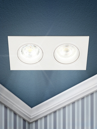 Б0054375 Светильник встраиваемый декоративный KL92-2 WH MR16/GU5.3 белый, пластиковый (MR16/GU5.3 в комплект не входит) ЭРА 