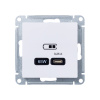 ATLASDESIGN USB РОЗЕТКА тип-C 65W высокоскор.заряд. QC, PD, механизм, БЕЛЫЙ Systeme Electric ATN000127