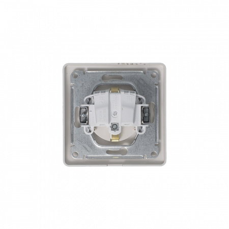 GLOSSA розетка с заземлением со шторками с крышкой в сборе IP44 платина Systeme Electric GSL001248