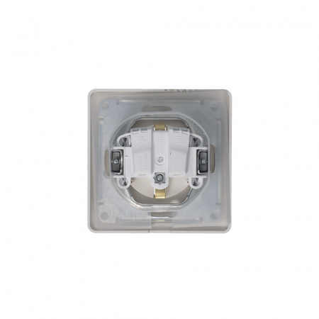 GLOSSA розетка с заземлением со шторками с крышкой в сборе IP44 платина Systeme Electric GSL001248
