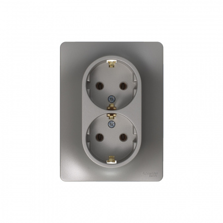 GLOSSA розетка двойная с заземлением в сборе платина Systeme Electric GSL001224