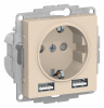 РОЗЕТКА ATLASDESIGN 16А c 2 USB A+A, 5В/2.4А. 2х5В/1.2А. механизм, БЕЖЕВЫЙ Systeme Electric ATN000230