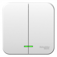 Выключатель наружный двухклавишный BLANCA (cх.5) с подстветкой, изолирующей пластиной, 6а, 250В, белый Systeme Electric BLNVA065111