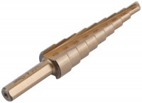 Сверло ступенчатое HSS Co5% (Р6М5К5) по металлу, 9 ступеней, 4-12 мм FIT 36391