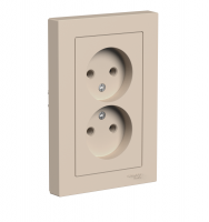 ATLASDESIGN РОЗЕТКА двойная без заземления,16А, в сборе, ПЕСОЧНЫЙ Systeme Electric ATN001220