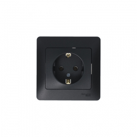 GLOSSA Розетка с заземлением антрацит в сборе Systeme Electric GSL000742