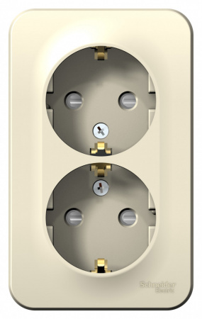 Розетка BLANCA наружная двойная, с заземлением, со шторками, с изолирующей пластиной, 16А, 250В, молочный Systeme Electric BLNRA011212