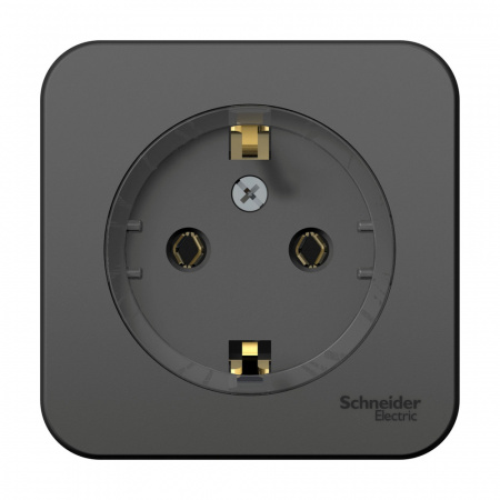 Розетка BLANCA наружная, с заземлением, без шторок, (тонкая), с изолирующей пластиной 16А, 250В, антрацит Systeme Electric BLNRA110116