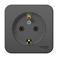 Розетка BLANCA наружная, с заземлением, без шторок, (тонкая), с изолирующей пластиной 16А, 250В, антрацит Systeme Electric BLNRA110116