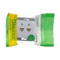 Розетка Glossa двойная компьютерная RJ45 + RJ45 кат.5E механизм белый Systeme Electric GSL000185KK