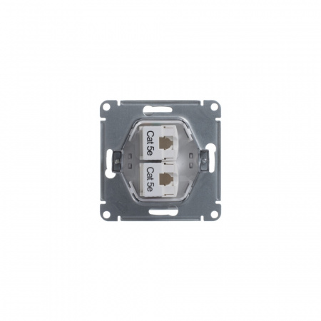 Розетка Glossa двойная компьютерная RJ45 + RJ45 кат.5E механизм белый Systeme Electric GSL000185KK