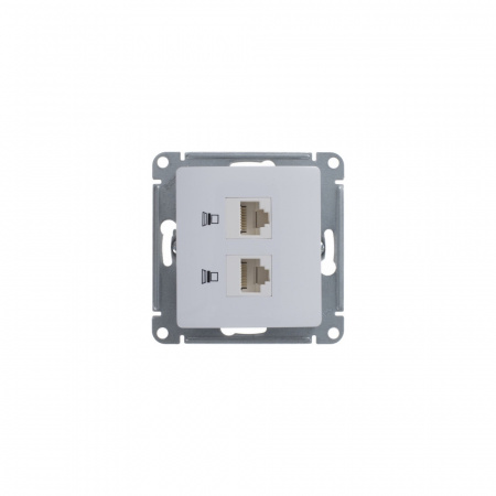 Розетка Glossa двойная компьютерная RJ45 + RJ45 кат.5E механизм белый Systeme Electric GSL000185KK