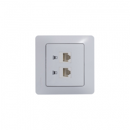 Розетка Glossa двойная компьютерная RJ45 + RJ45 кат.5E механизм белый Systeme Electric GSL000185KK