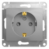 GLOSSA Розетка с заземлением со шторками в рамку алюминий Systeme Electric GSL000345