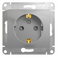 GLOSSA Розетка с заземлением со шторками в рамку алюминий Systeme Electric GSL000345