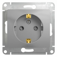 GLOSSA Розетка с заземлением со шторками в рамку алюминий Systeme Electric GSL000345
