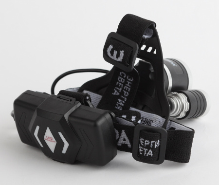 Фонарь налобный светодиодный GA-809 аккумуляторный алюминиевый 3 режима трехламповый High Power Headlamp IP40 8Вт (источник питания в комплекте) ЭРА Б0056111