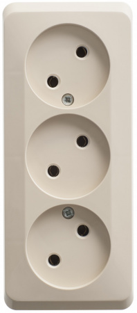 ЭТЮД Розетка тройная открытой установки без заземления без шторок 16А 250B, кремовый Systeme Electric PA16-009K
