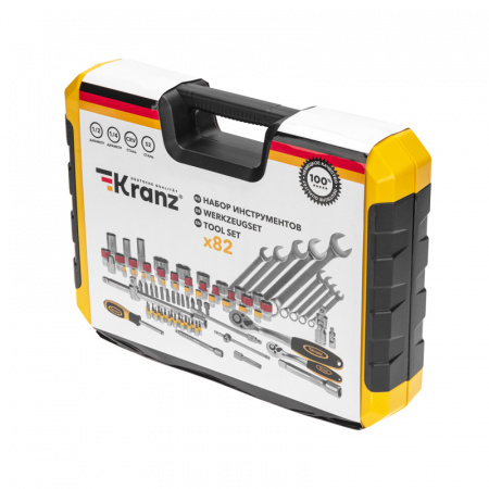 KR-66-6682 Набор инструментов, 1/2, 1/4, CrV, пластиковый кейс, 82 предмета Kranz 
