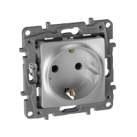 ETIKA Розетка 2К+З немецкий стандарт винтовые зажимы 16 А 250 В алюминий Legrand 672421