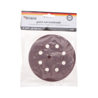 Диск абразивный на ворсовой основе, на липучке, перфорированный, P180, 125мм, 10 шт. Kranz KR-91-1169