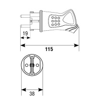 Вилка с ушком c/з каучук 16А 250В IP44 цвет оранжевый (еврослот) UNIVersal 3030