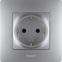 ETIKA Розетка с заземлением со шторками алюминий  винтовые зажимы Legrand 672422