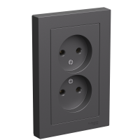 ATLASDESIGN РОЗЕТКА двойная без заземления,16А, в сборе, БАЗАЛЬТ Systeme Electric ATN001420