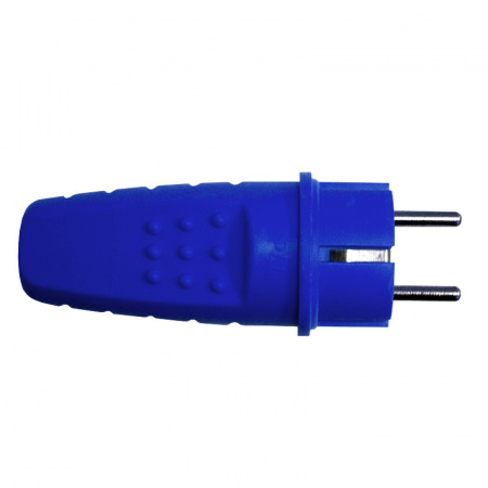 Вилка прямая c/з каучук 16А 250В IP44 цвет синий (еврослот) UNIVersal 3041