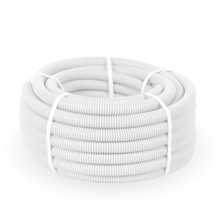 Труба гофрированная ПЛЛ легкая 350 Н безгалогенная (HF) негорючая (НГ) белая с/з д25 (50м/2600м уп/пал) Промрукав PR02.0216