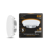 Лампа светодиодная LED 6 Вт 460 лм 3000К AC150-265В GX53 таблетка теплая  Black Gauss GAUSS 108008106