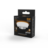 Лампа светодиодная LED 6 Вт 460 лм 3000К AC150-265В GX53 таблетка теплая  Black Gauss GAUSS 108008106