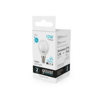 Лампа светодиодная LED 12 Вт 920 лм 4100К AC180-240В E14 шар P45 нейтральный  Elementary Gauss GAUSS 53122