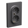 ATLASDESIGN РОЗЕТКА двойная с заземлением, 16А, в сборе, БАЗАЛЬТ Systeme Electric ATN001424