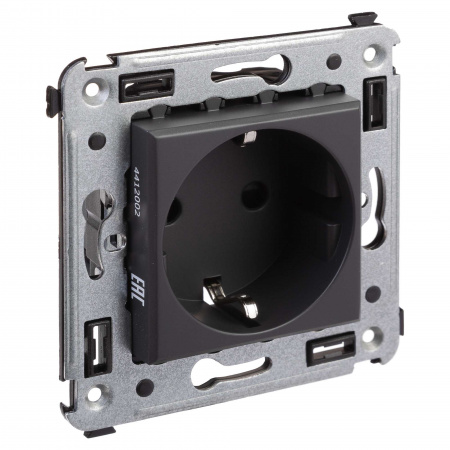 Avanti Розетка в стену, 2P+E, с з/ш, Черный       матовый DKC 4412003