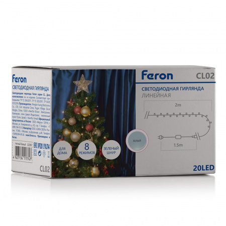 CL02 Гирлянда линейная LED 5000K 2м FERON  32284