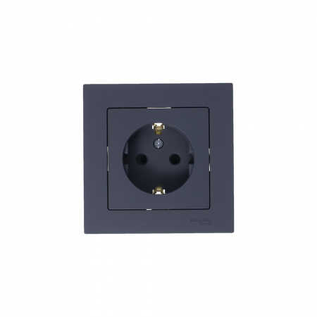 Розетка ATLASDESIGN с заземлением со шторками 16А механизм грифель Systeme Electric ATN000745