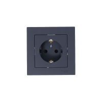 Розетка ATLASDESIGN с заземлением со шторками 16А механизм грифель Systeme Electric ATN000745
