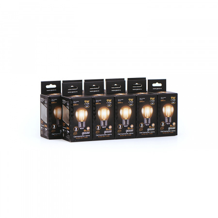 Лампа светодиодная филаментная LED 9 Вт 680 лм 2700К AC150-265В E27 шар P45 теплая Black Filament GAUSS 105802109