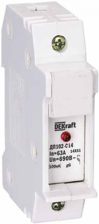 21386DEK Держатель-предохранитель C14 со светодиодной индикацией 1п ДП-102 Dekraft 